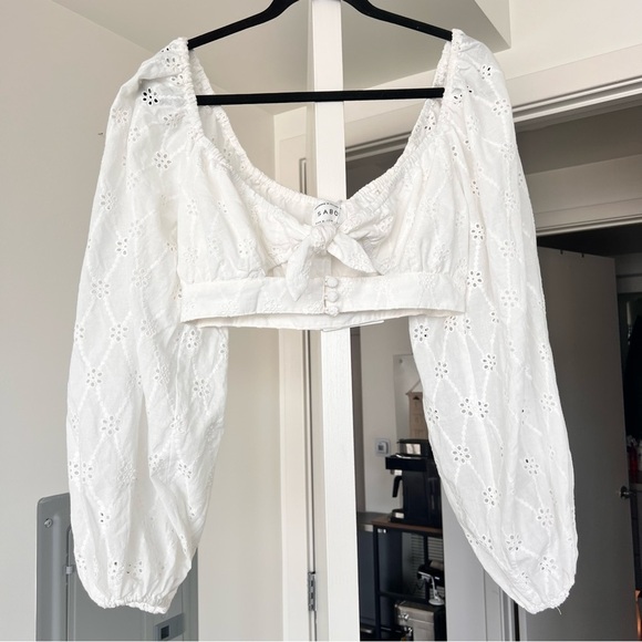 SABO NWT White Eyelet Puff Sleeve Top - Picture 4 of 14